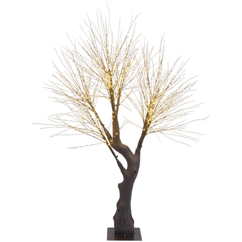 Brandende Action lichtboom met goudkleurige lampjes op een witte achtergrond Brandende Action lichtboom met goudkleurige lampjes op een witte achtergrond
