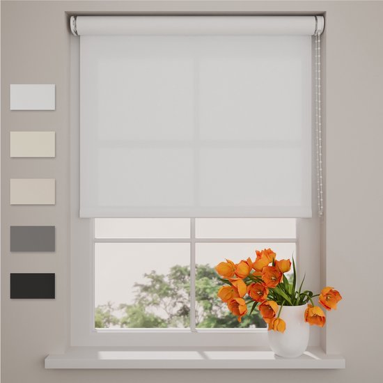 Rolgordijn Easy Lichtdoorlatend in helder wit 40 x 190 cm voor een smal raam