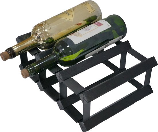 Vinata Liro wijnrek zwart 6 flessen hout metaal